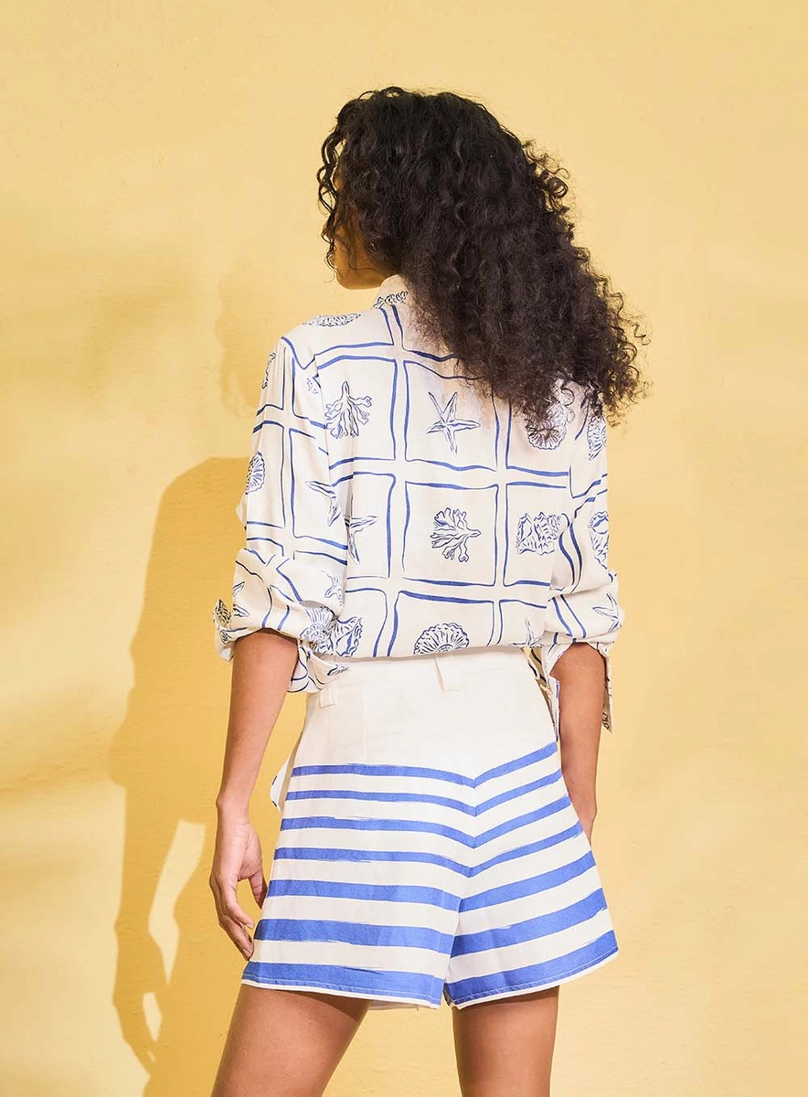 Short Linho Alfaiataria Estampado Estampados Souisy