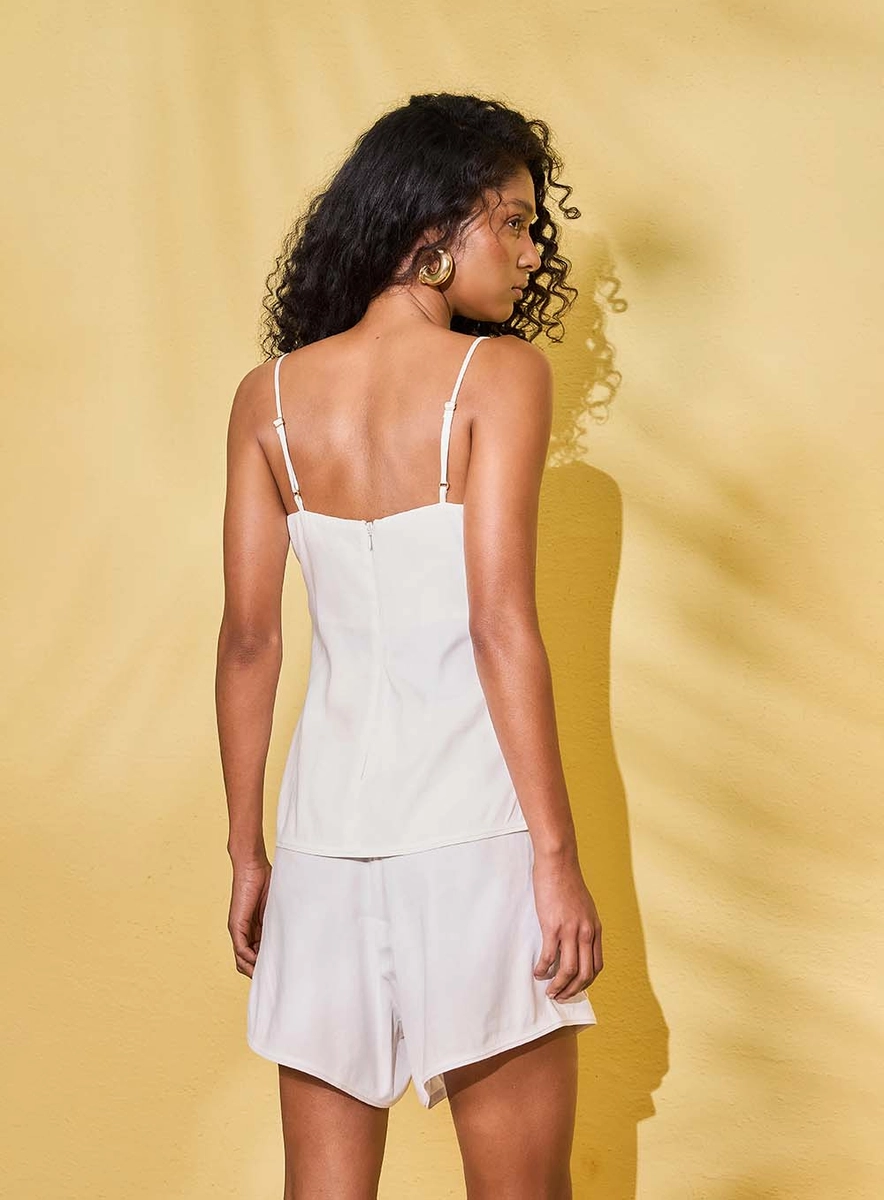 Blusa Linho Bordada Off Shell Souisy