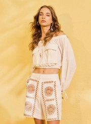 Blusa Manga Longa Com Bolsos Frontais