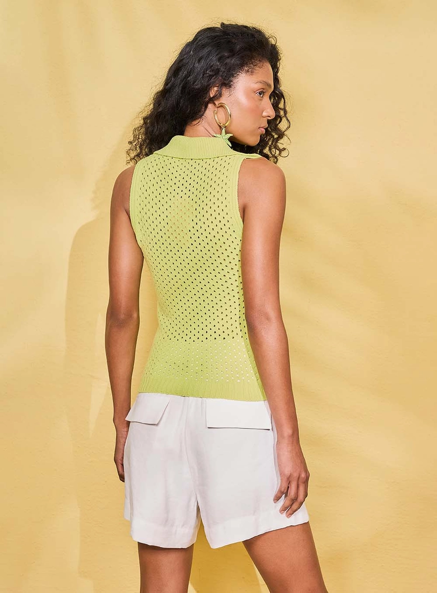 Blusa Em Tricô Gola Dupla Verde Souisy