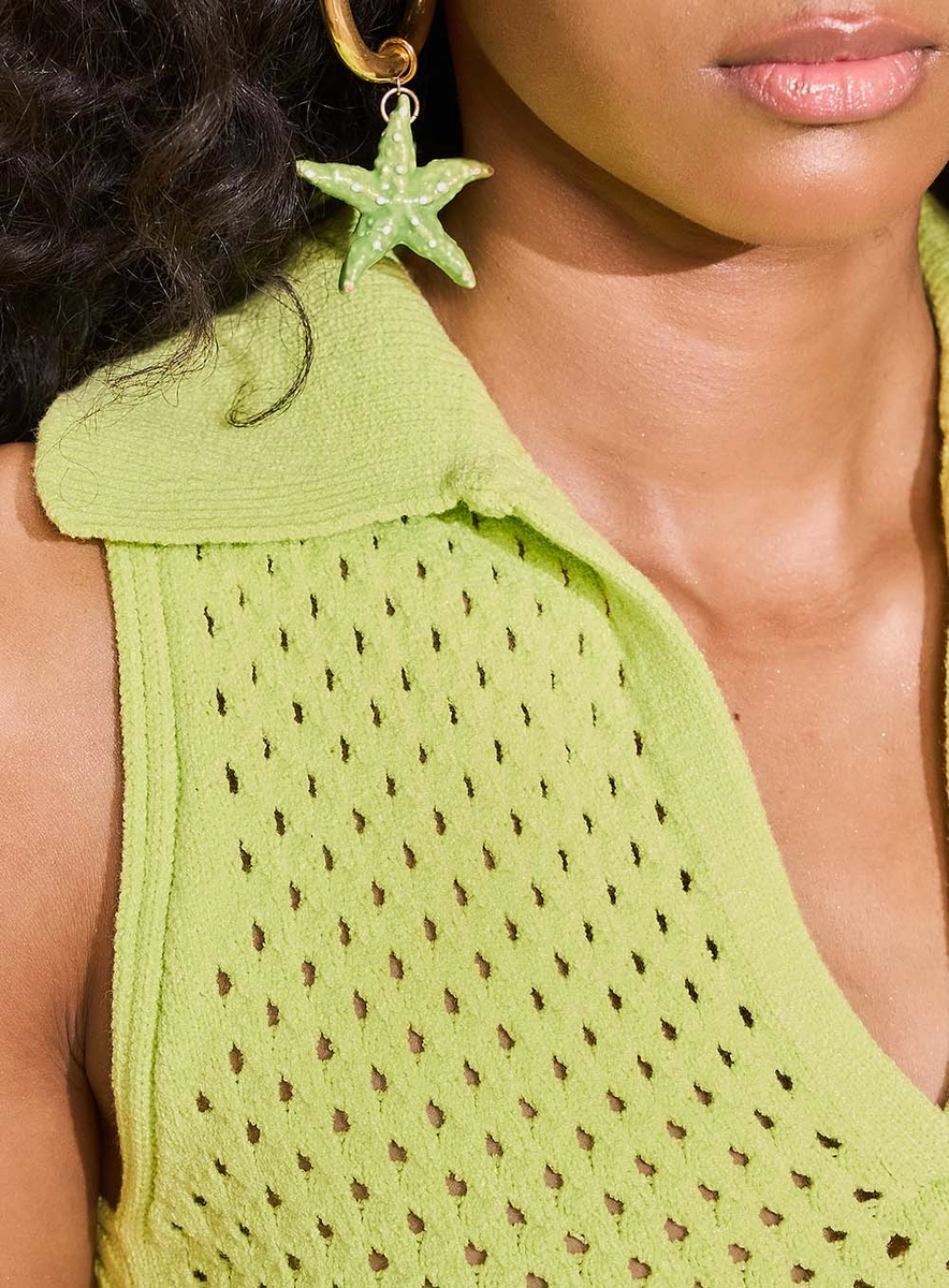 Blusa Em Tricô Gola Dupla Verde Souisy