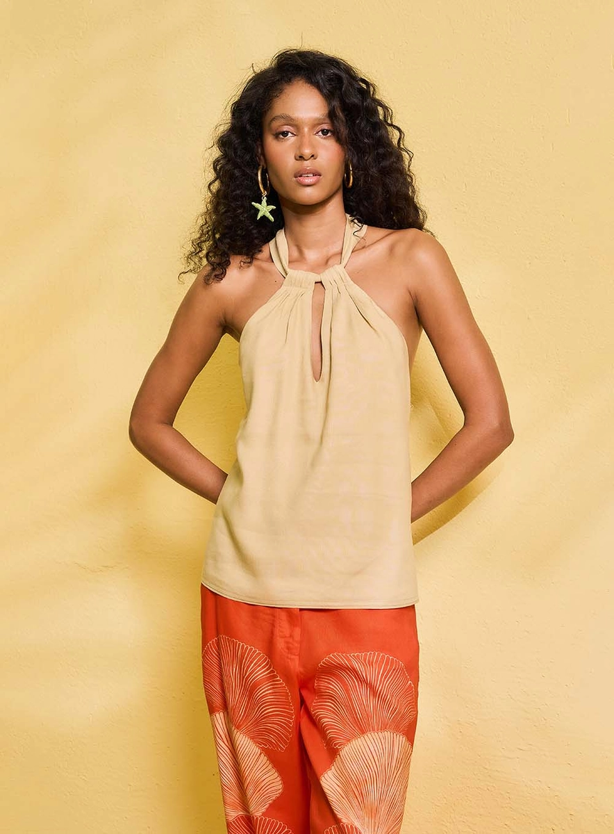 Blusa Em Linho Frente Única Off Shell Souisy