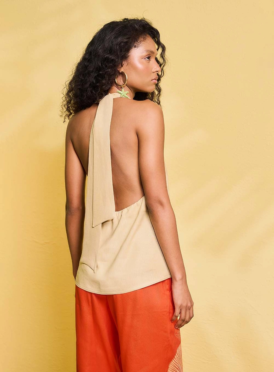 Blusa Em Linho Frente Única Off Shell Souisy