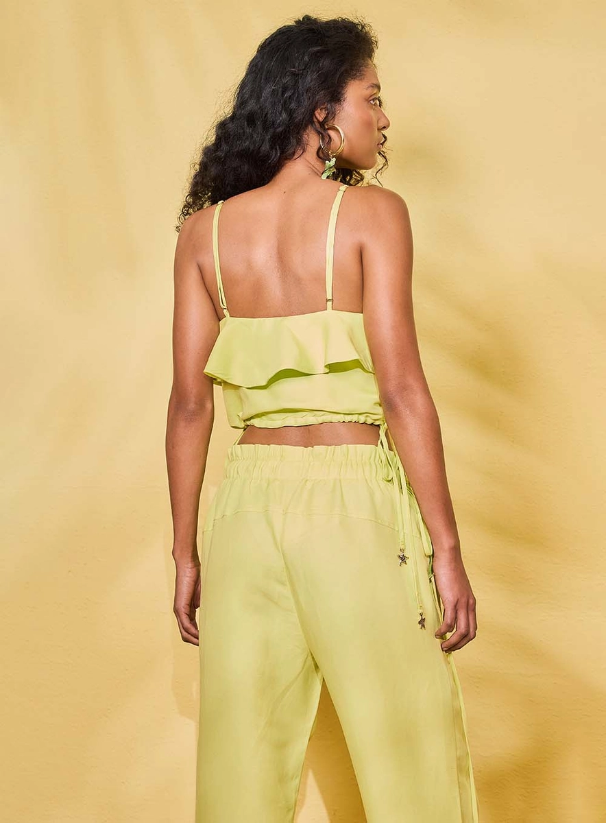 Blusa Basic Comfort Com Babados E Alça Verde Souisy