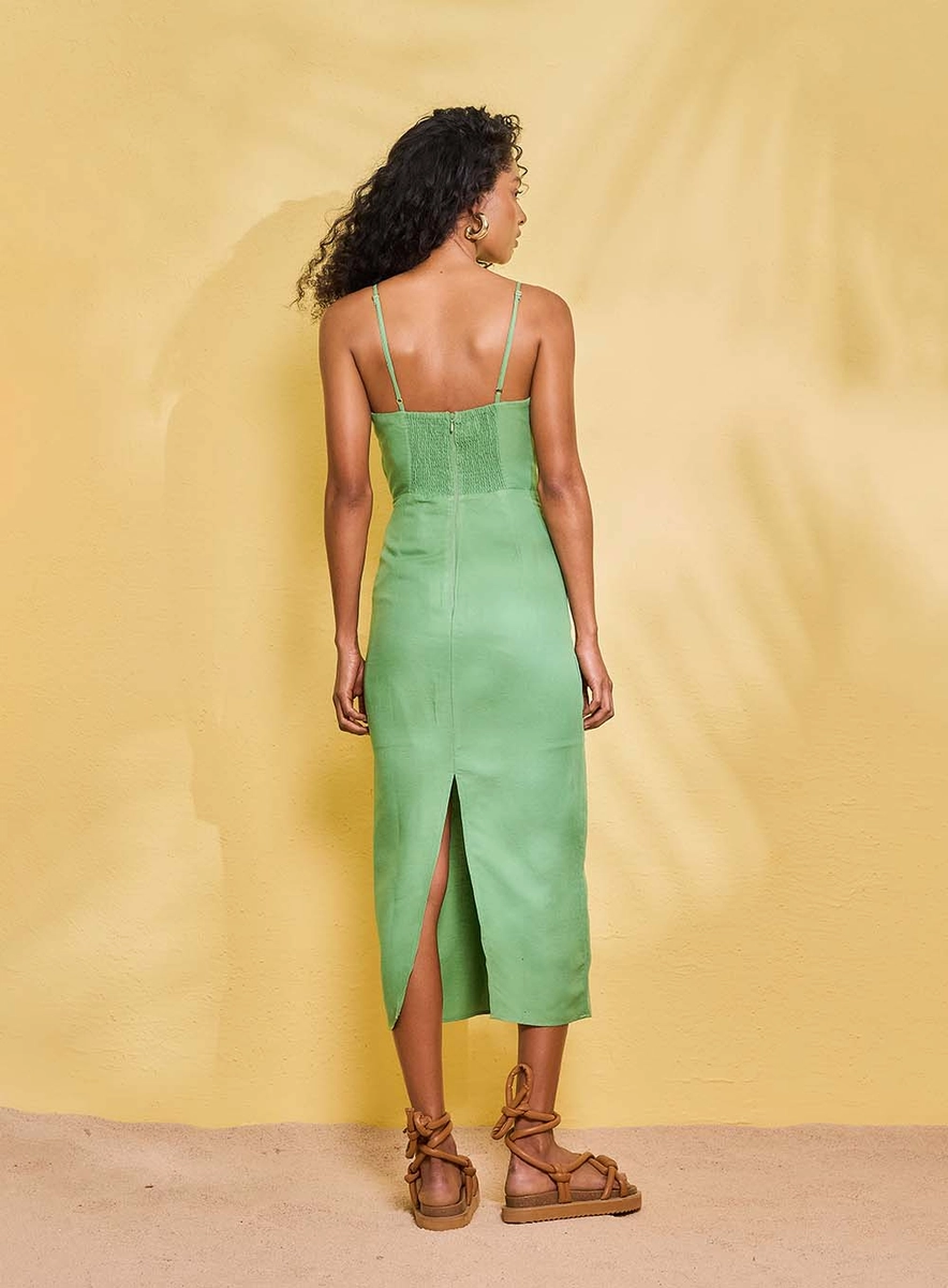 Vestido Tecido Plano  Feminino Isy Laranja Mexerica Souisy