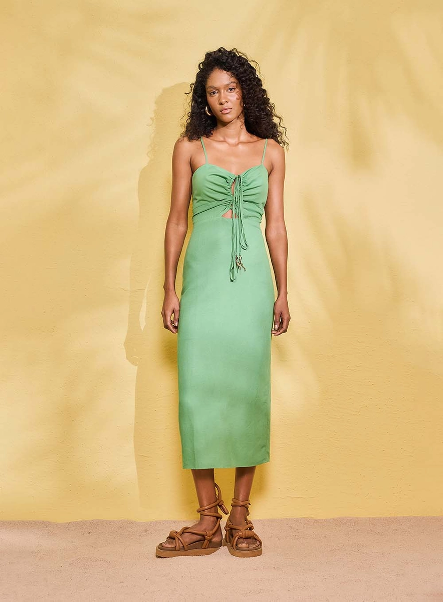 Vestido Tecido Plano  Feminino Isy Laranja Mexerica Souisy