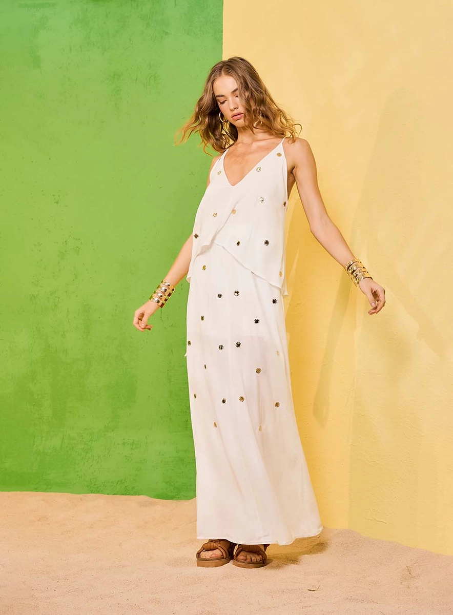 Vestido Bordado Off Shell Souisy