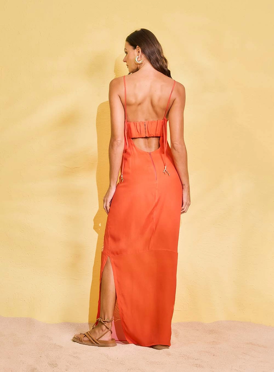 Vestido Longo Estampado Com Fenda Lateral Estampados Souisy