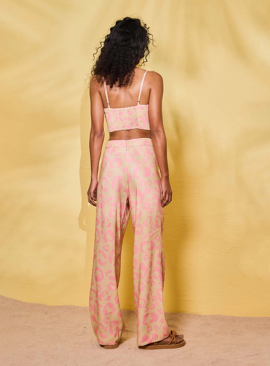 Calça Reta Alfaiataria Estampada Estampados Souisy