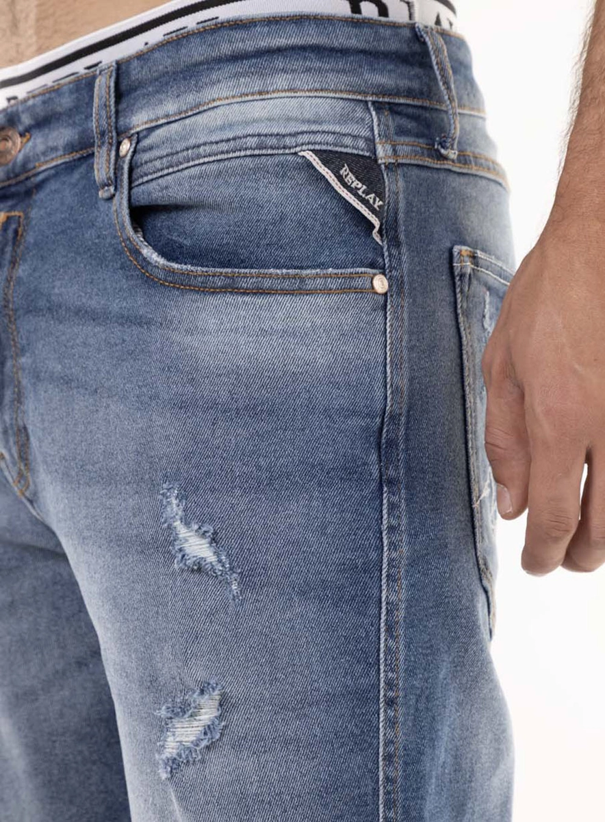 Calça Jeans Sandot Relaxed Tapered Aged Blue Índigo Lcecci