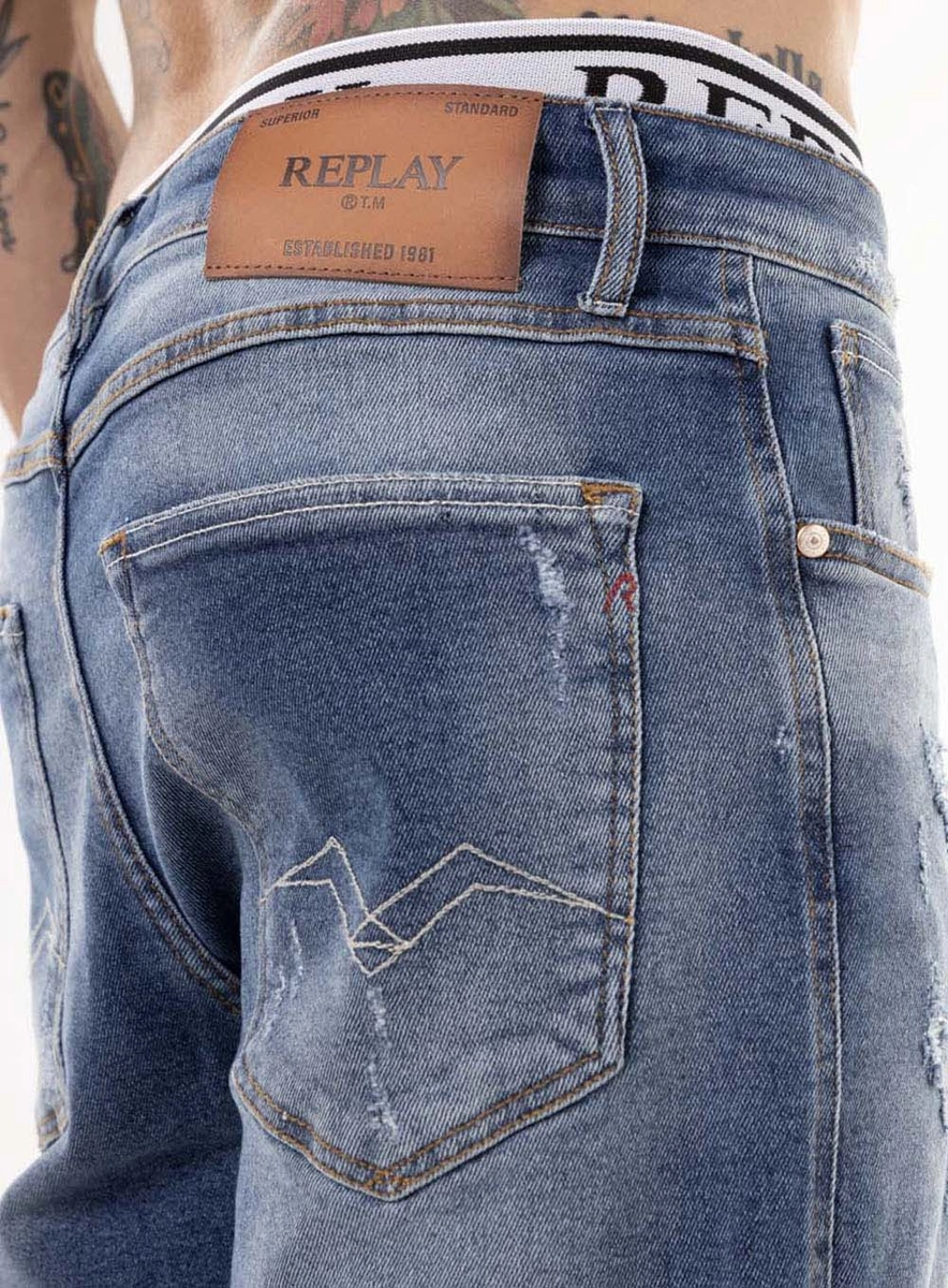 Calça Jeans Sandot Relaxed Tapered Aged Blue Índigo Lcecci