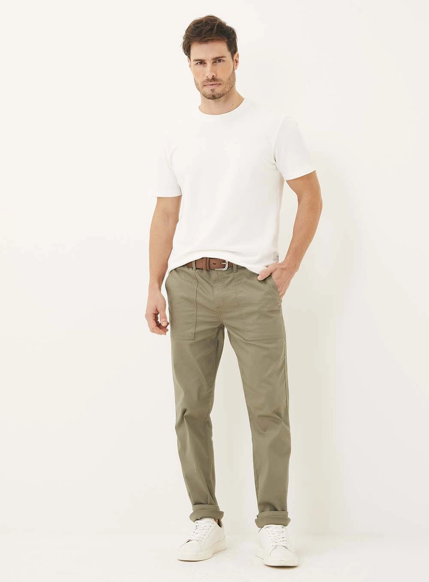 Calça Sarja Masculina Utilitária Relaxed Bege Essencia Lcecci