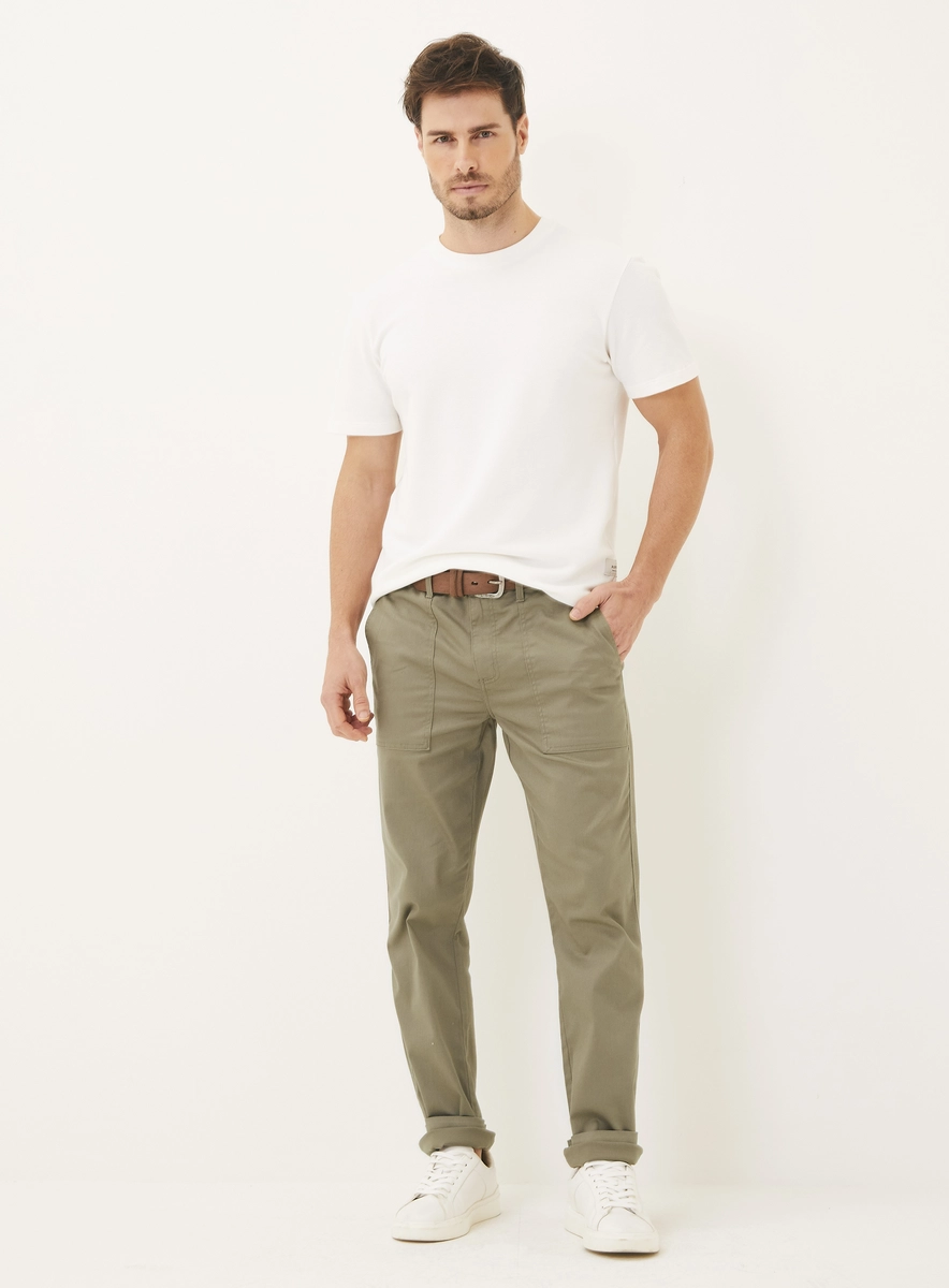 Calça Sarja Masculina Utilitária Relaxed Bege Essencia Replay