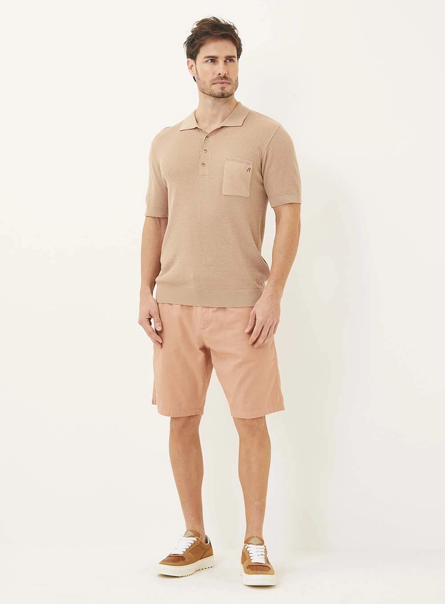 Bermuda Masculina Alfaiataria Chino Bege Lcecci