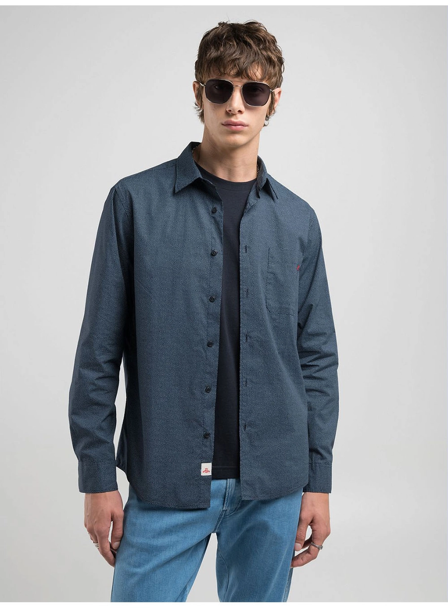 Camisa Manga Longa Full Print Wave Azul Lcecci