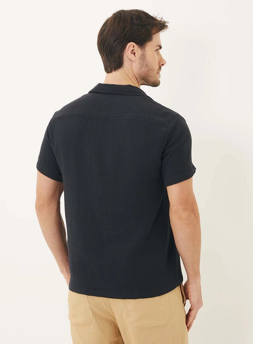 Camisa Masculina Gola Blazer Preto Lcecci
