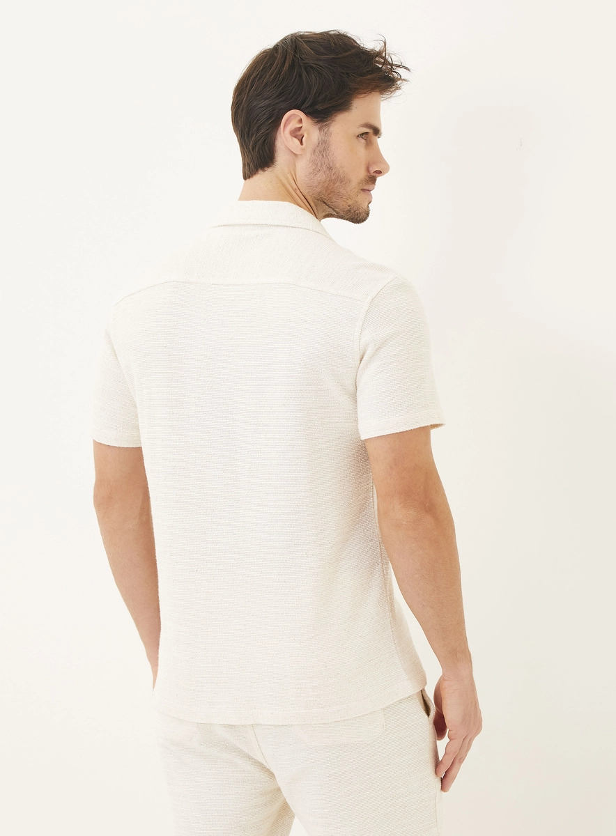 Camisa Manga Curta Com Linho Off Shell Lcecci