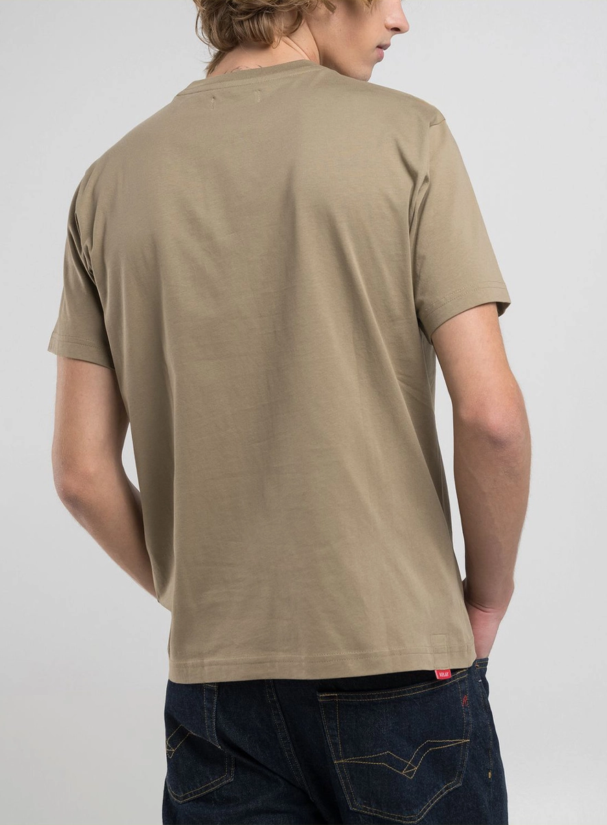 Camiseta Masculina Reta Com Logo Bordado Bege Penny Replay