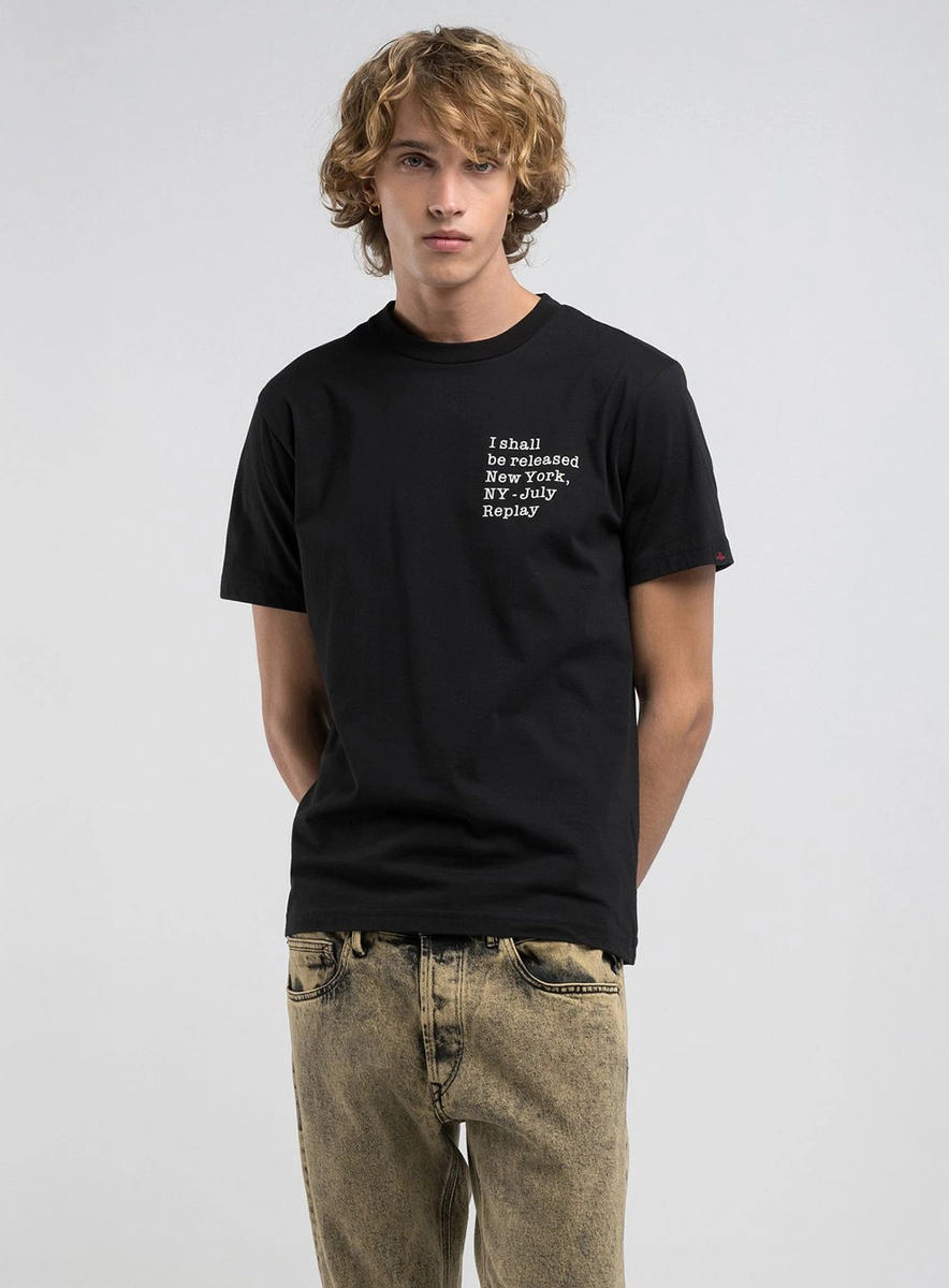 T-shirt Regular Estampa Frente E Costas Preto Lcecci