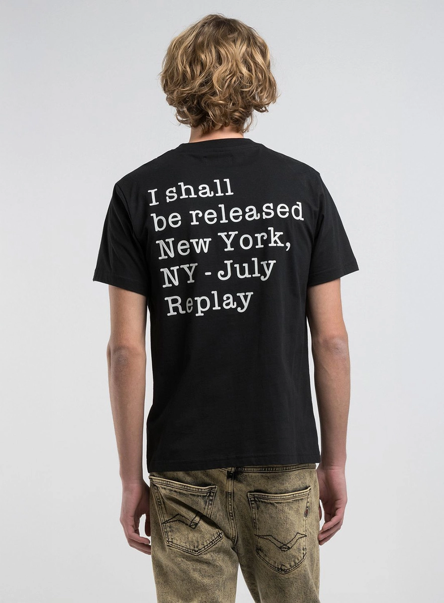 T-shirt Regular Estampa Frente E Costas Preto Lcecci