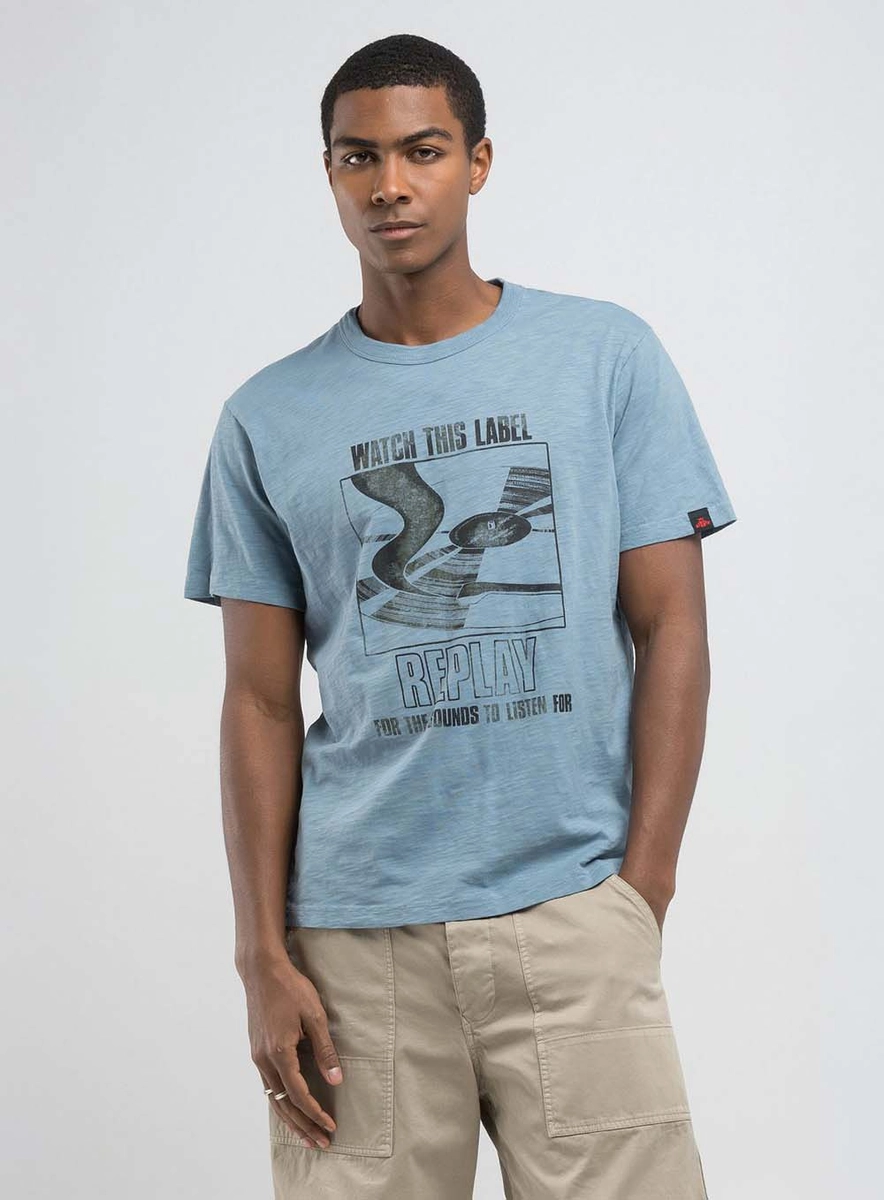 T-shirt Regular Flamê Lavada Azul Teal Lcecci