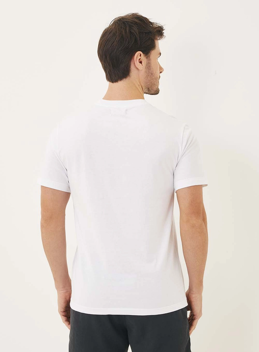 Camiseta Masculina Regular Com Detalhe Frontal Branco Lcecci