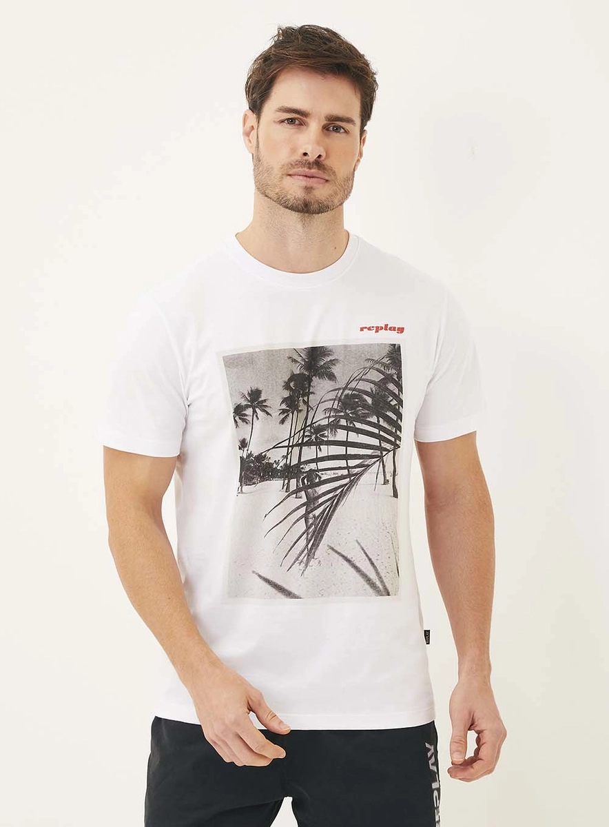 Camiseta Estampa Praia Branco Lcecci