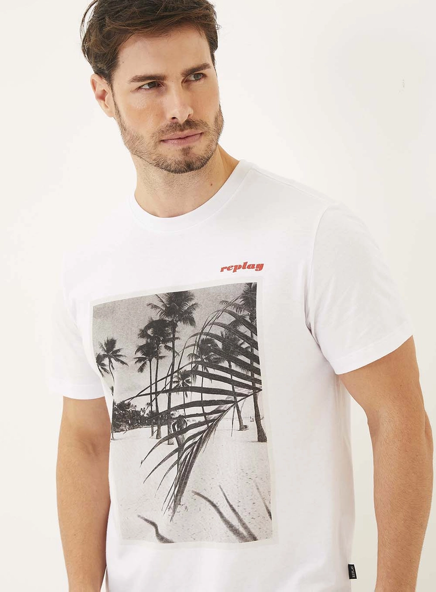 Camiseta Estampa Praia Branco Lcecci