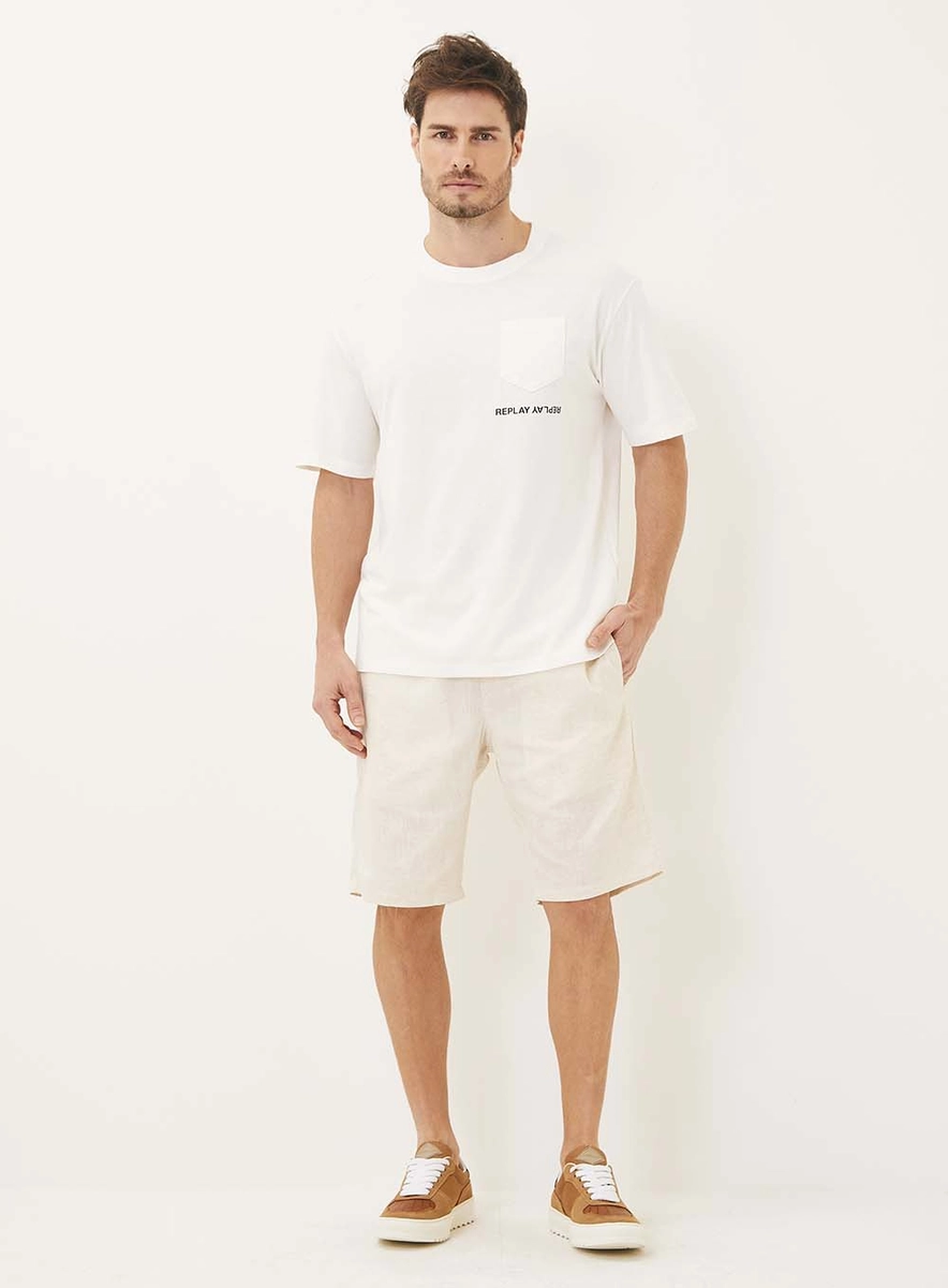 Camiseta Masculina Regular Com Bolso Off Shell Lcecci