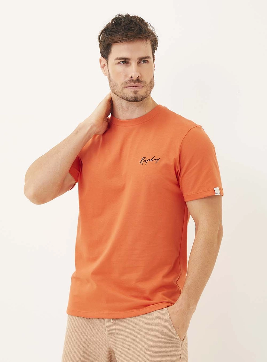 Camiseta Masculina Regular Básica Laranja Drew Lcecci