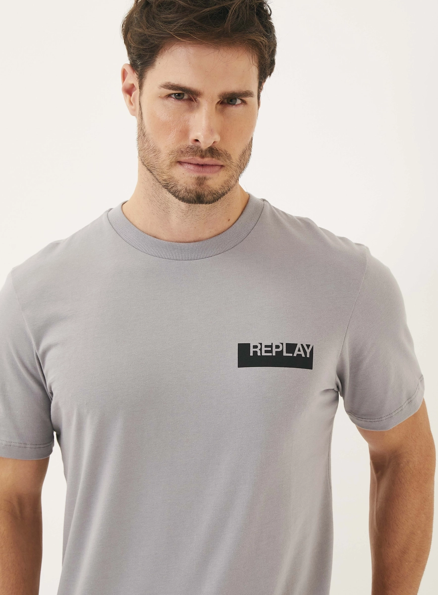 Camiseta Masculina Regular Básica Com Detalhe Cinza Gravity Gray Lcecci