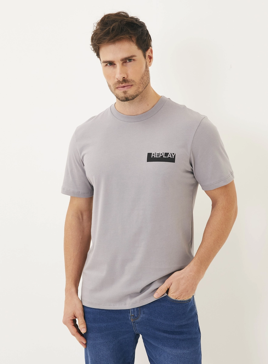 Camiseta Masculina Regular Básica Com Detalhe Cinza Gravity Gray Lcecci