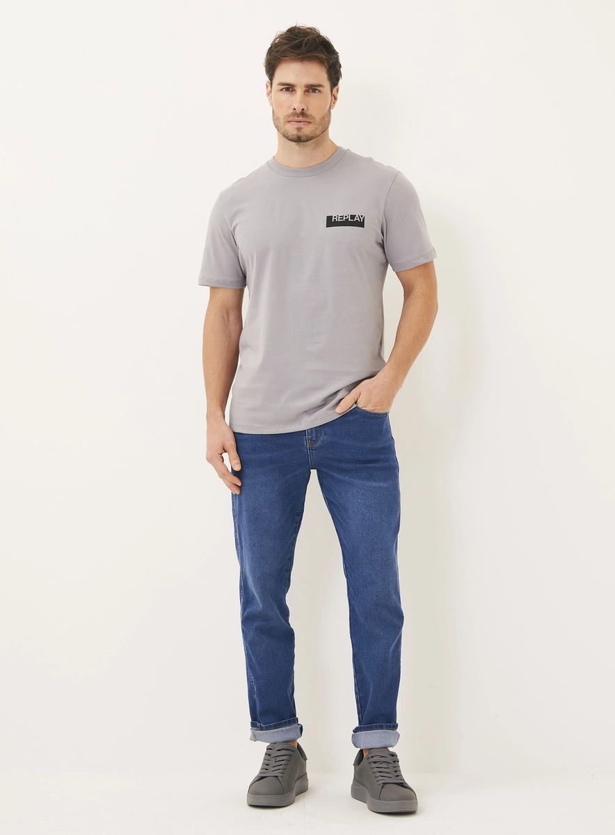 Camiseta Masculina Regular Básica Com Detalhe Cinza Gravity Gray Lcecci