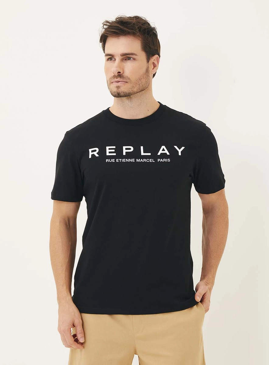 Camiseta Masculina Regular Com Detalhe Logo Preto Lcecci
