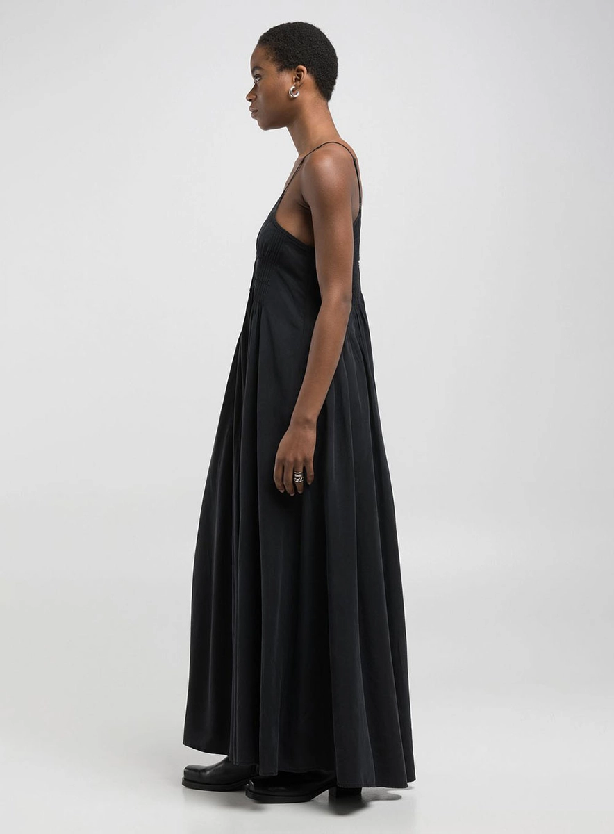 Vestido Longo Com Fenda Preto Lcecci