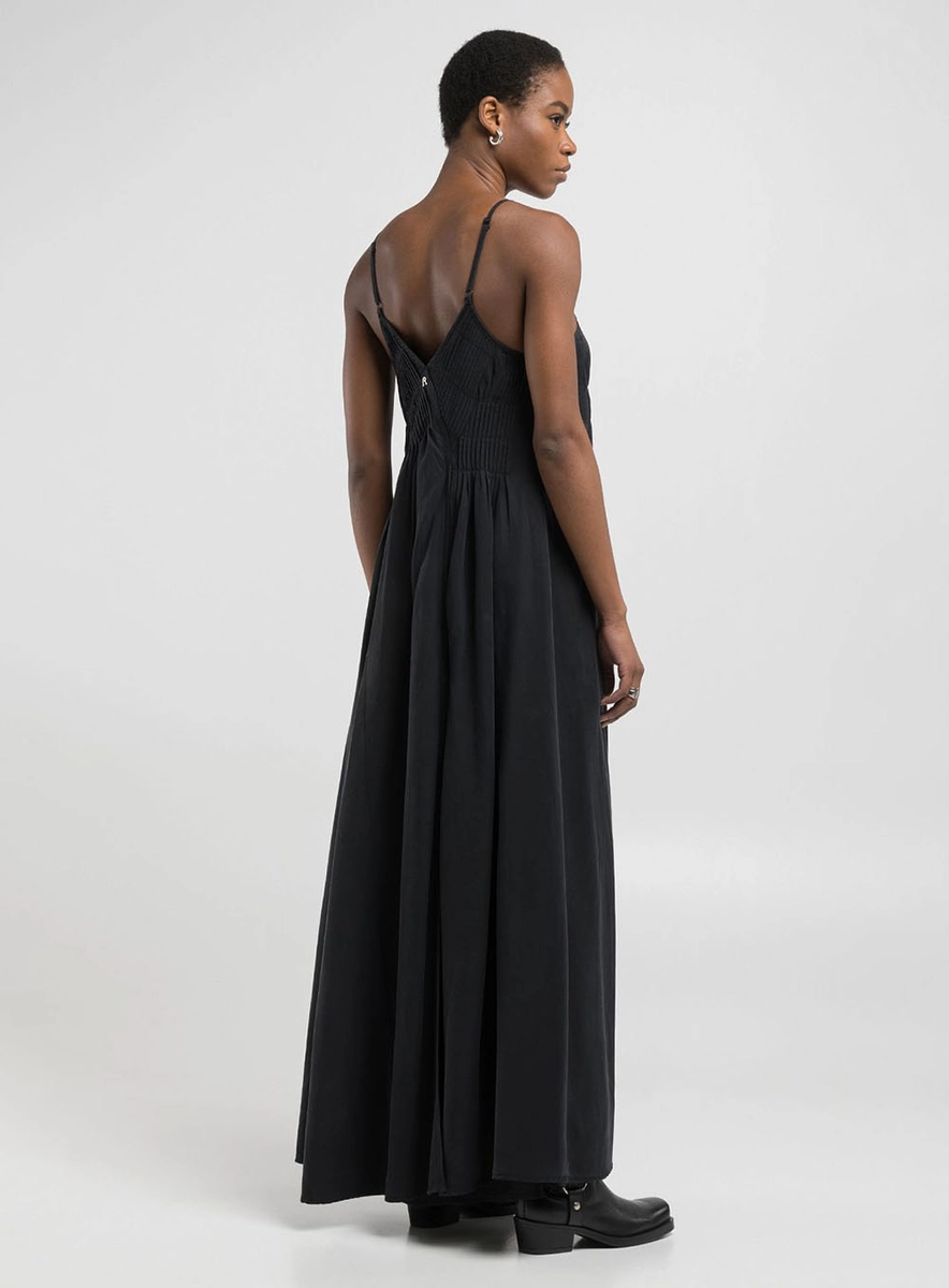 Vestido Longo Com Fenda Preto Lcecci