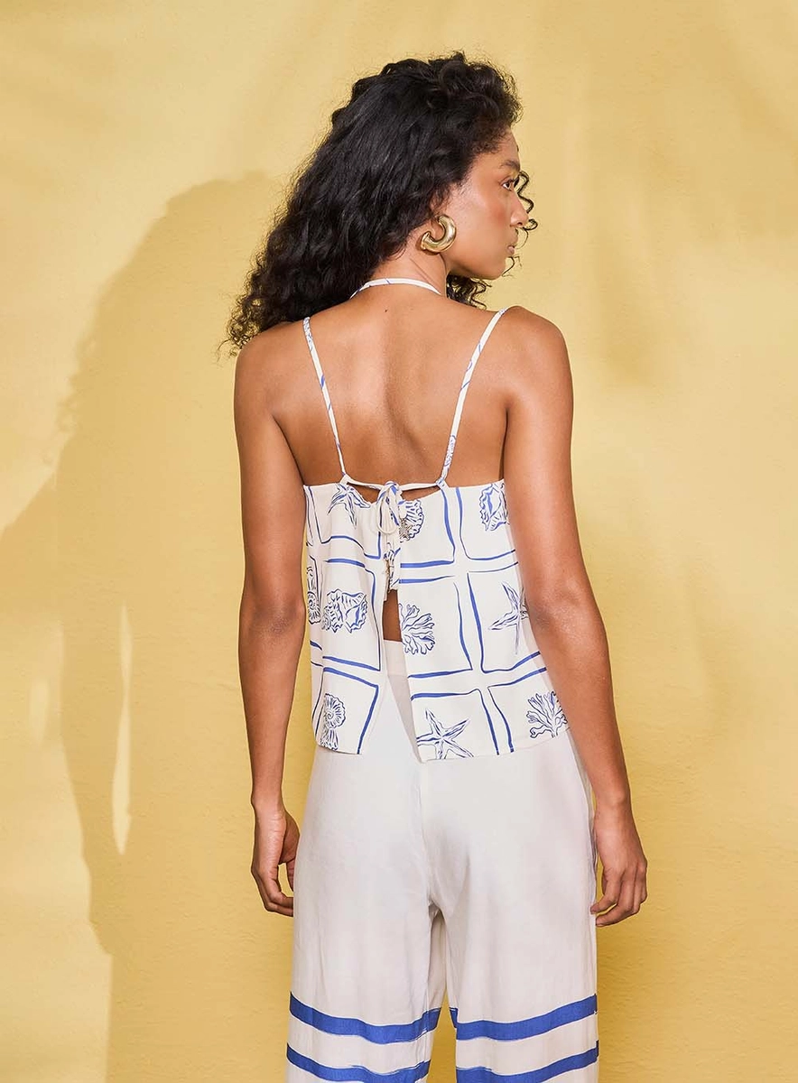 Blusa Estampada Comfort Com Amarração Estampados Souisy