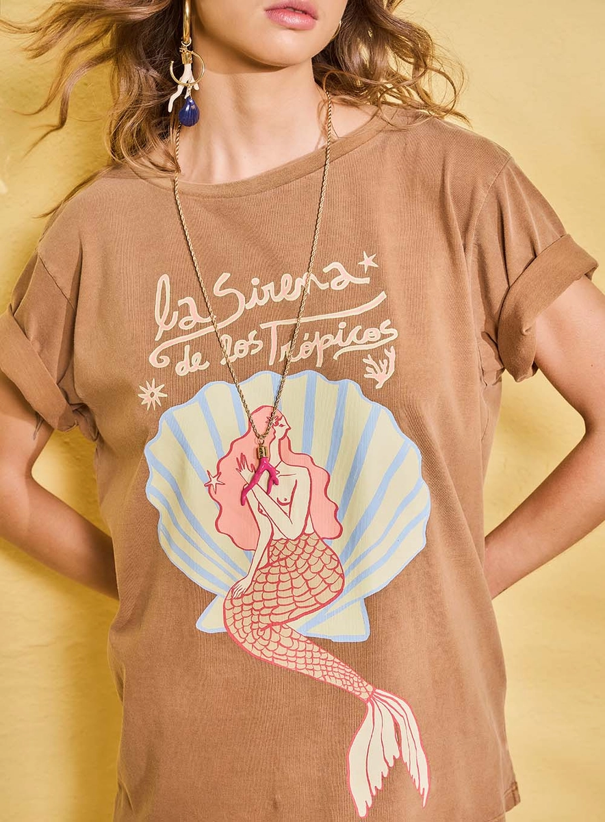 Blusa Comfort Oversized Com Estampa Marrom Souisy