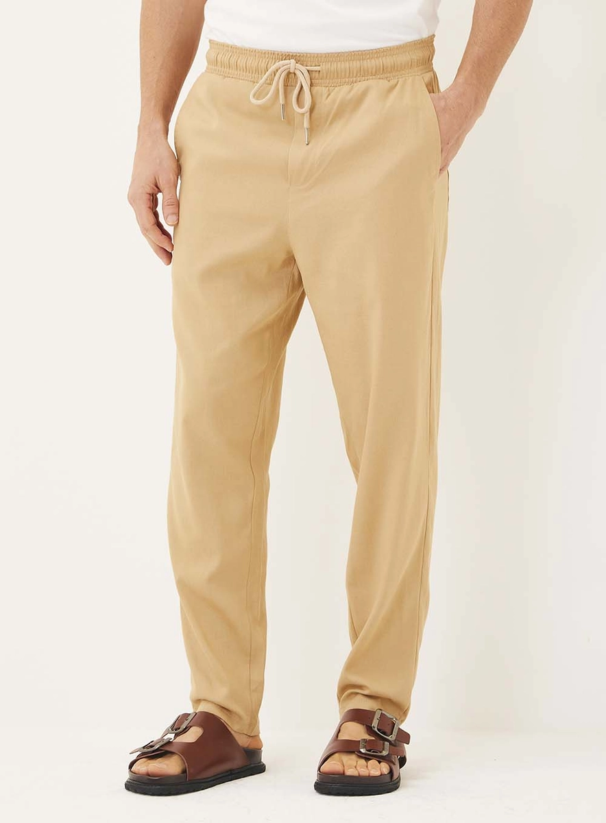 Calça Relaxed Cós Elástico Bege Essencia Lcecci