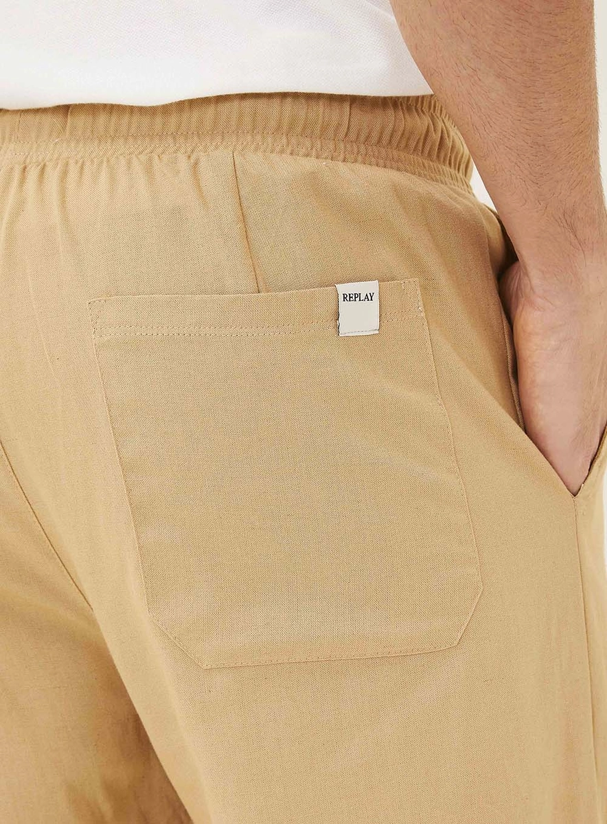 Calça Relaxed Cós Elástico Bege Essencia Lcecci