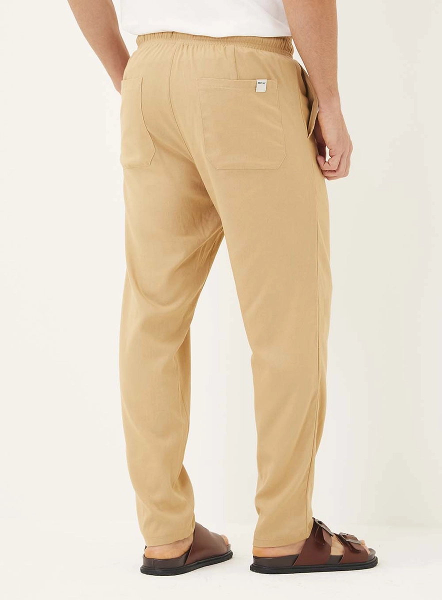 Calça Relaxed Cós Elástico Bege Essencia Lcecci