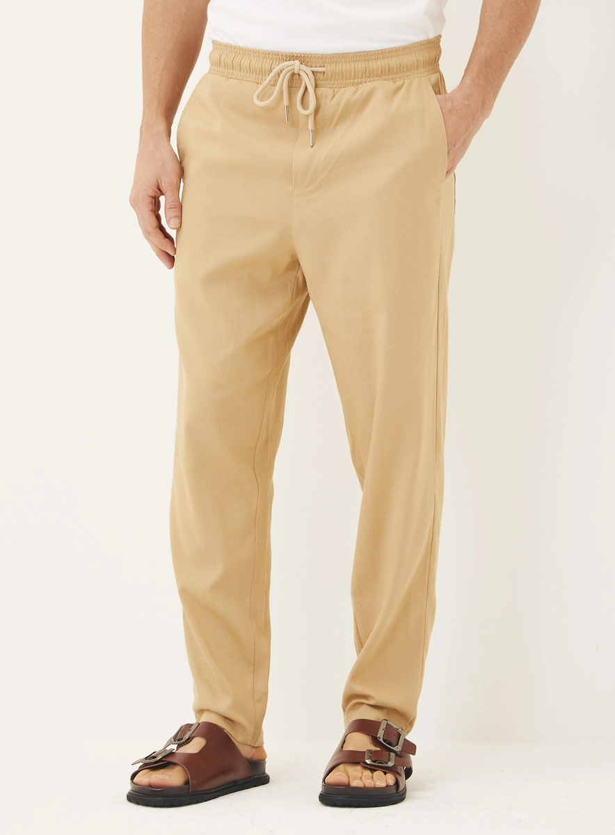 Calça Relaxed Cós Elástico Bege Essencia Lcecci