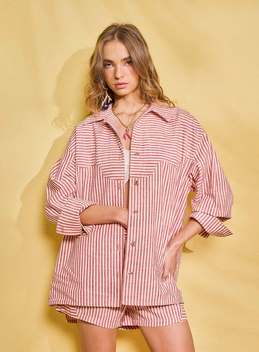 Camisa Comfort Estampada Com Detalhes Estampados Souisy