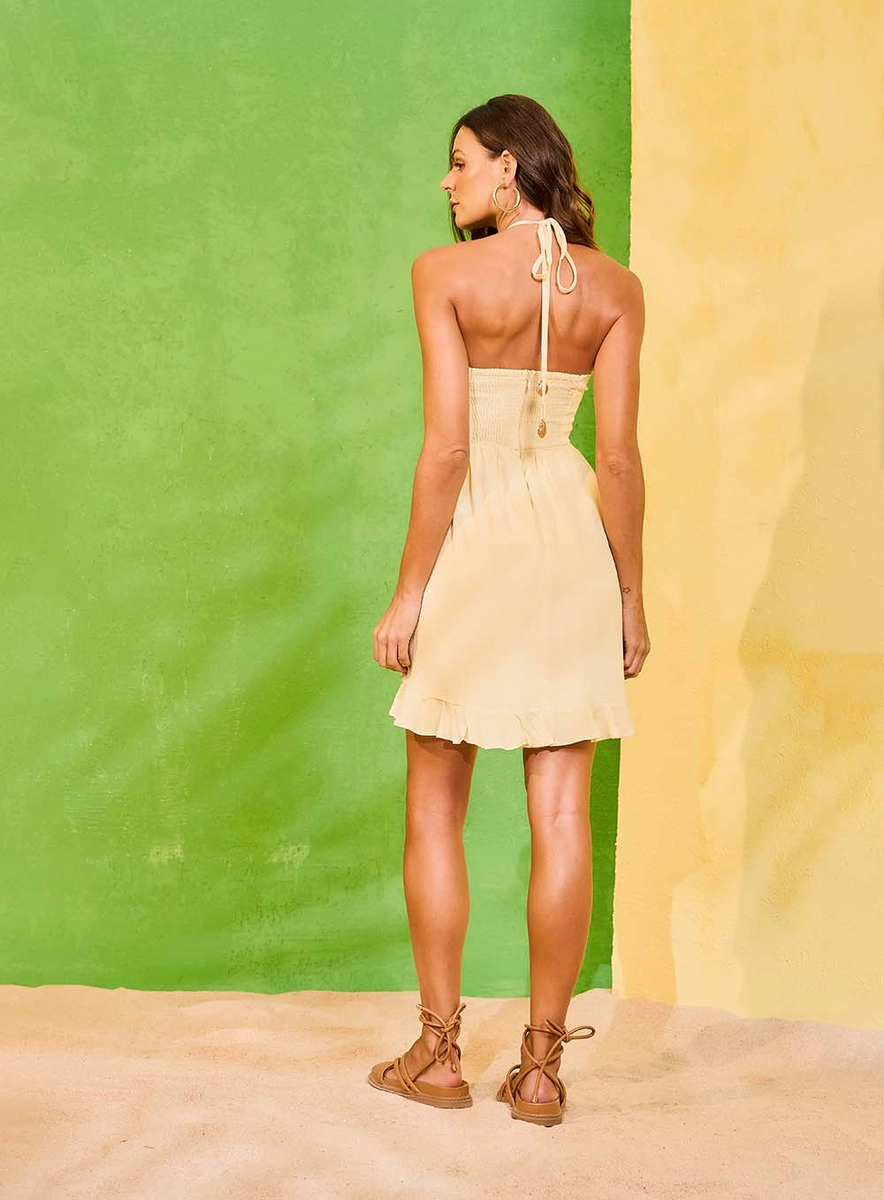 Vestido Tecido Plano  Feminino Isy Bege Souisy
