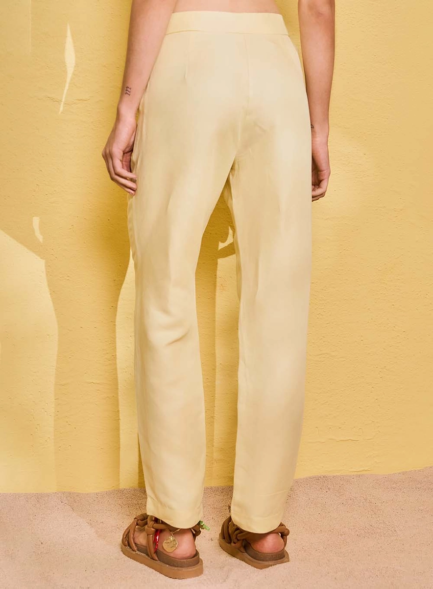 Calça Alfaiataria Básica Amarelo Souisy