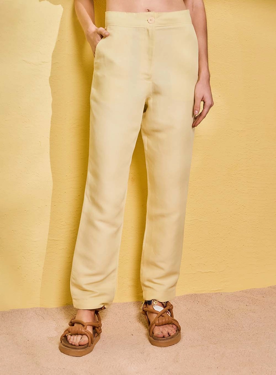 Calça Alfaiataria Básica Amarelo Souisy