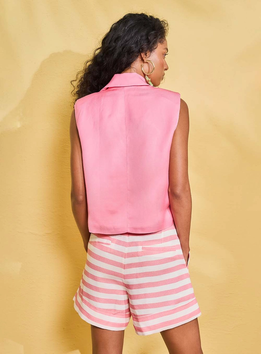 Colete Alfaiataria Basic Comfort Encurtado Rosa Souisy