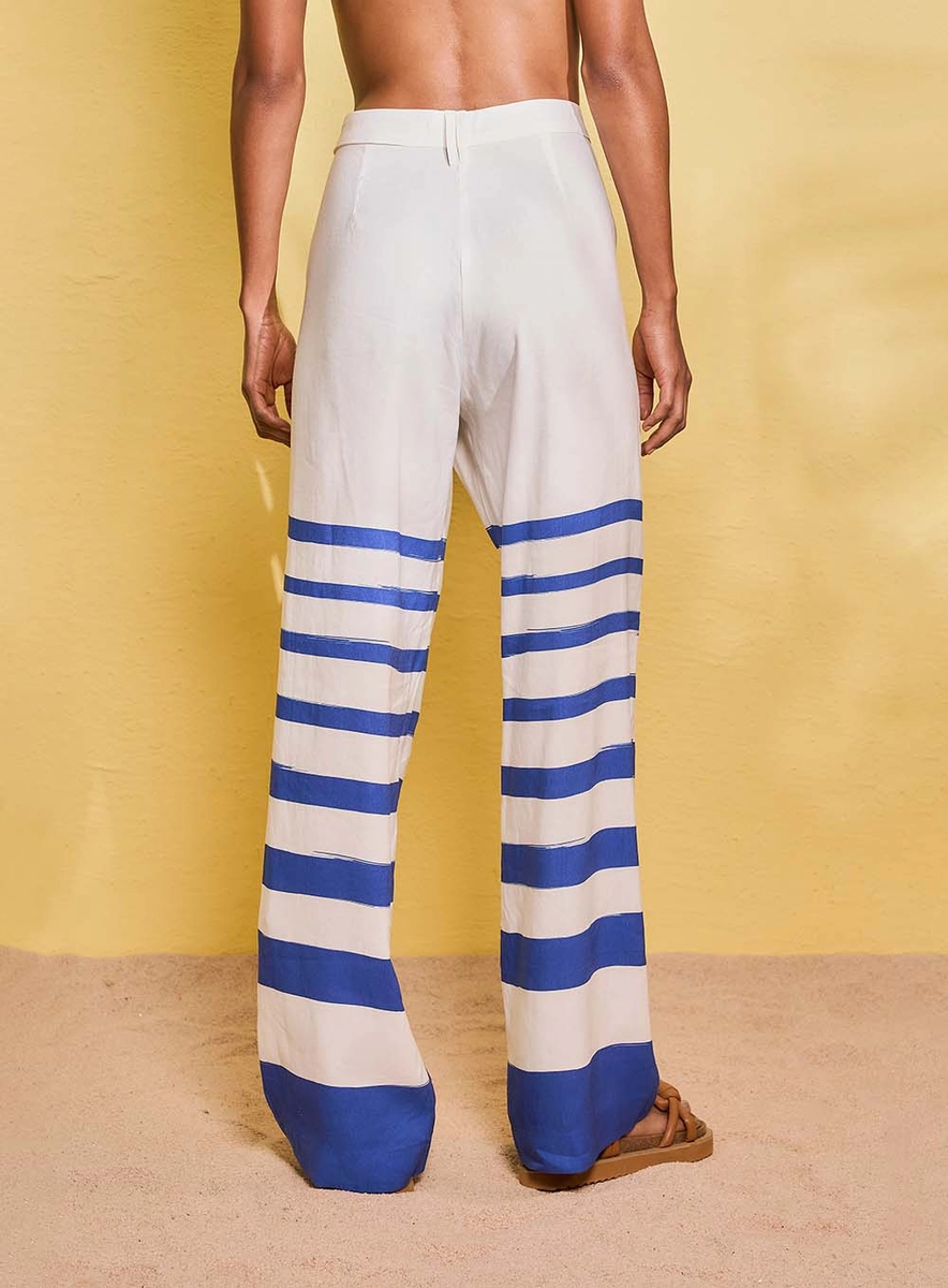 Calça Basic Comfort Com Listras Estampados Souisy