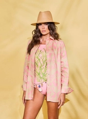 Camisa Alfaiataria Linho Estampada E Bordada