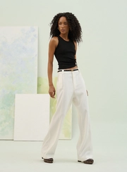 Calça Feminina Wide Leg Com Cintura Média